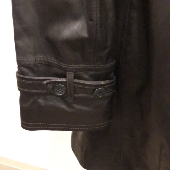 Cole Haan Women's Espresso  Lambskin Leather Hidden Button Down Jacket Coat Sz M - Picture 11 of 17